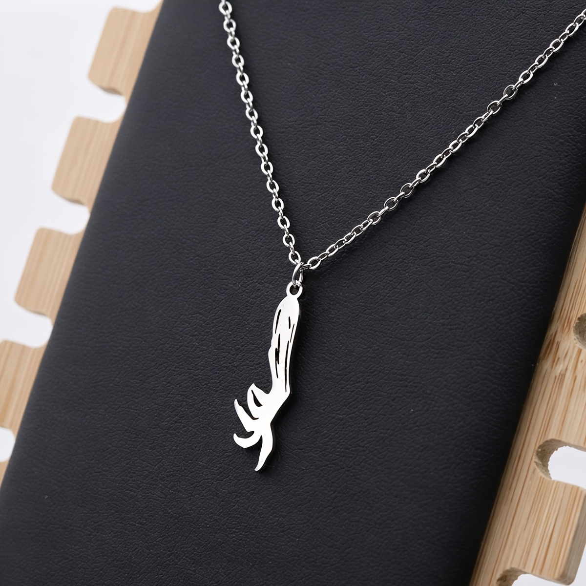 Stainless Steel Abstract Hand Pendant Necklace for Women
